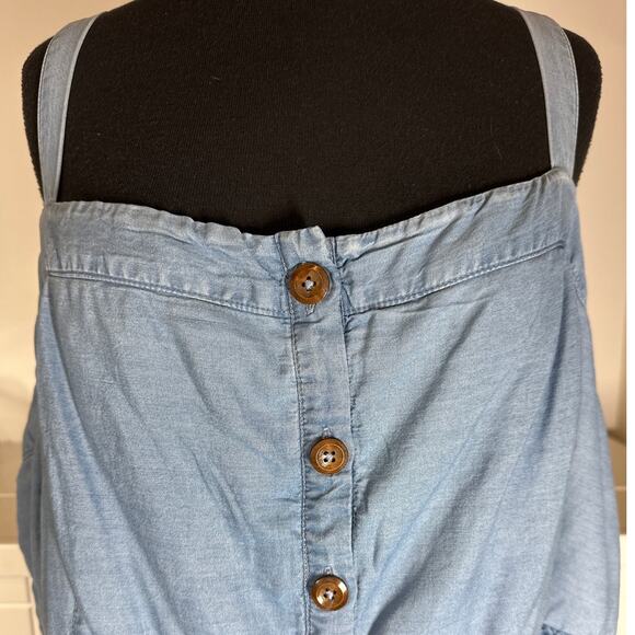Torrid Tea Length Chambray Button Front Midi Dress Blue Sleeveless Sz 4X Casual - Picture 4 of 16